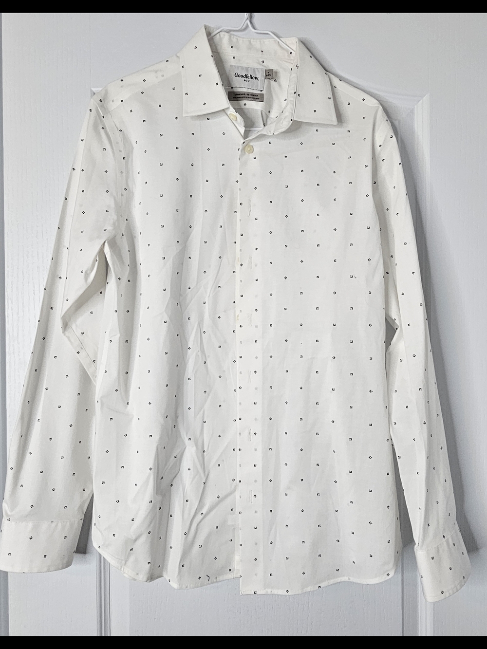 Goodfellow & Co White Micro-Print Long-Sleeve Shirt